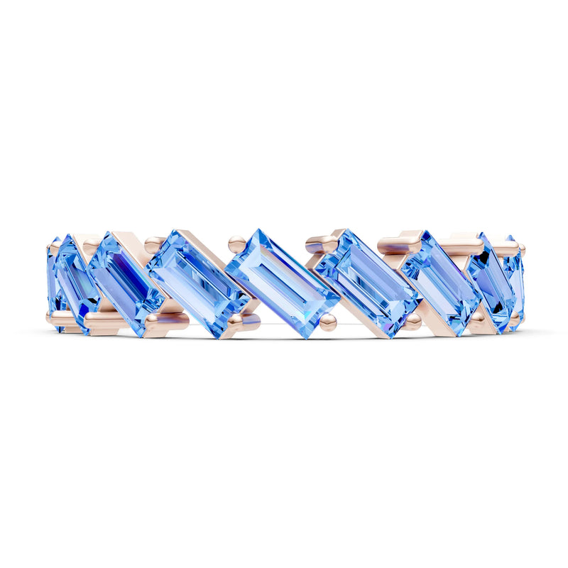 Baguette Gemstone Dainty Zigzag Prong Bar Full Band