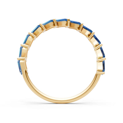 Baguette Gemstone Dainty Zigzag Prong Bar Full Band