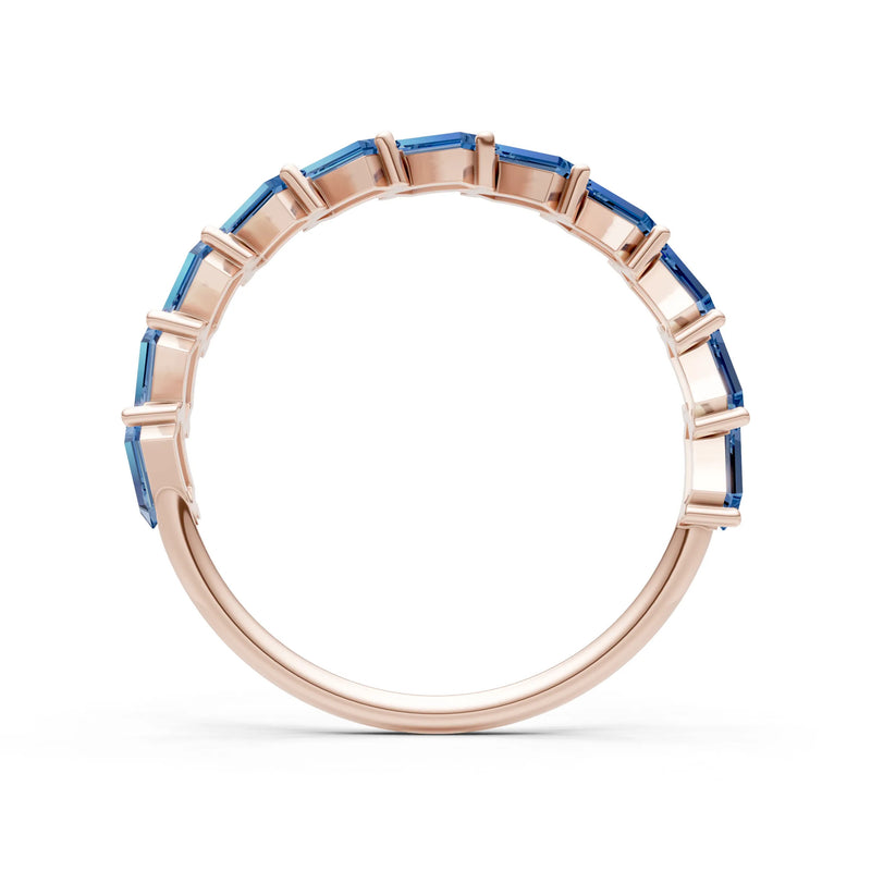 Baguette Gemstone Dainty Zigzag Prong Bar Full Band