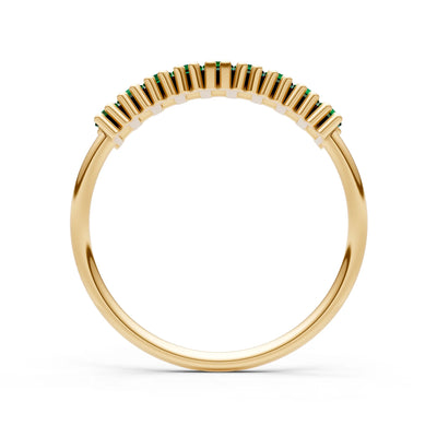 Baguette Gemstone Dainty Prong Bar Set Half Band