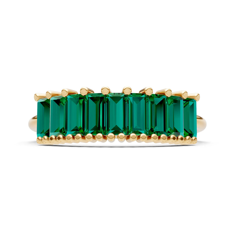Baguette Gemstone Dainty Prong Bar Set Half Band