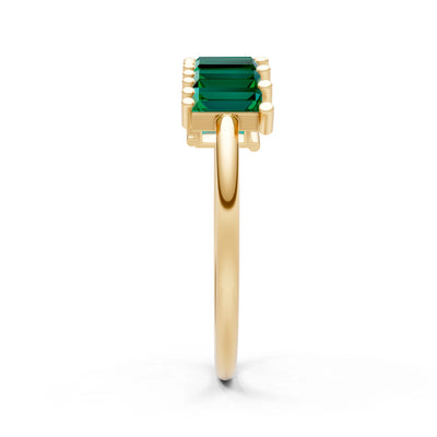 Baguette Gemstone Dainty Prong Bar Set Half Band