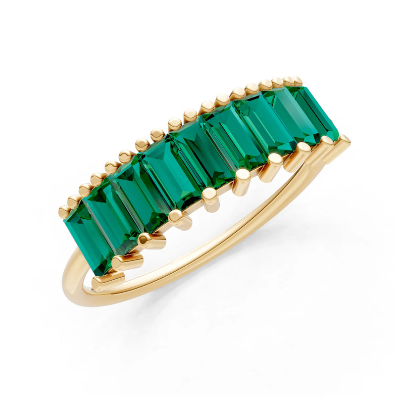 Baguette Gemstone Dainty Prong Bar Set Half Band