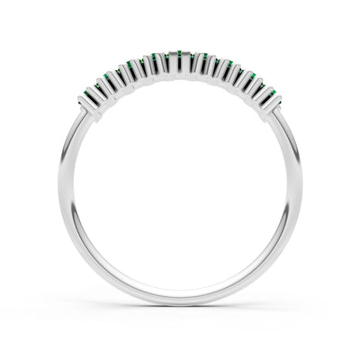 Baguette Gemstone Dainty Prong Bar Set Half Band