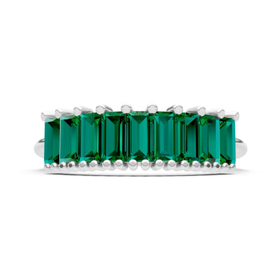 Baguette Gemstone Dainty Prong Bar Set Half Band