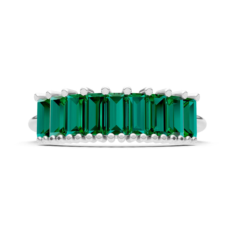 Baguette Gemstone Dainty Prong Bar Set Half Band