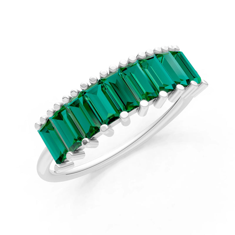 Baguette Gemstone Dainty Prong Bar Set Half Band