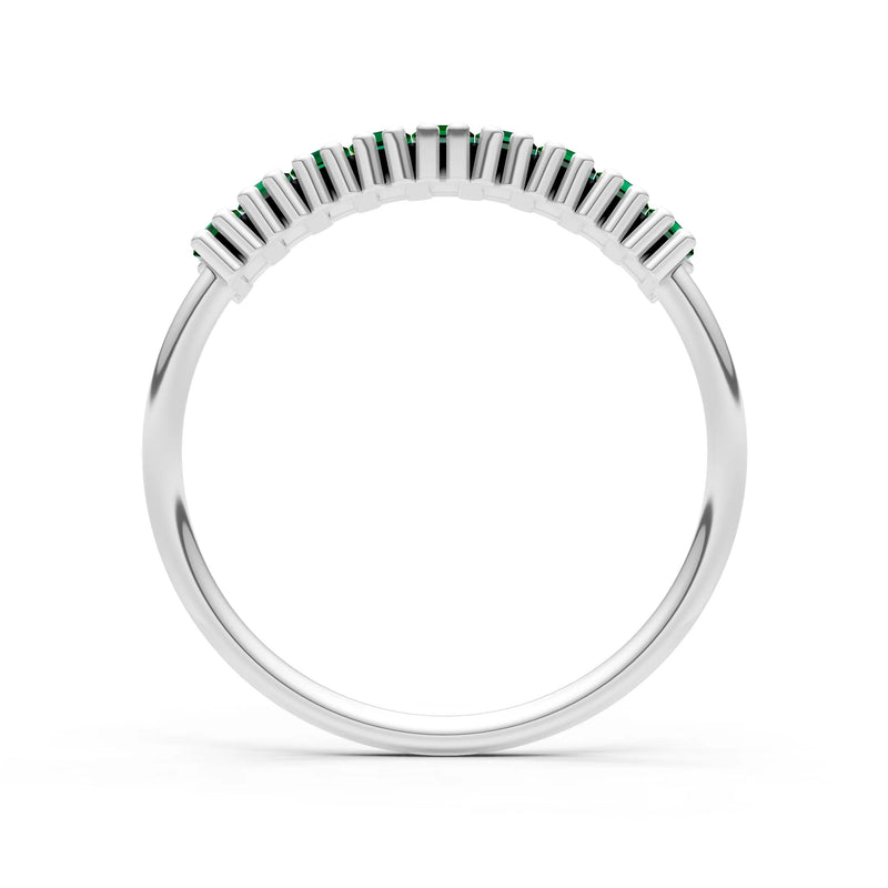 Emerald Dainty  Baguette Cut Prong Bar Set Half Band