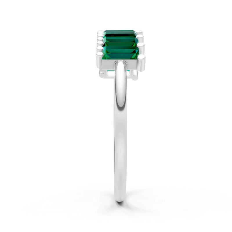 Emerald Dainty  Baguette Cut Prong Bar Set Half Band