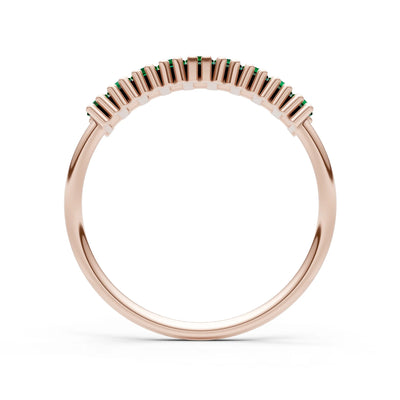 Baguette Gemstone Dainty Prong Bar Set Half Band