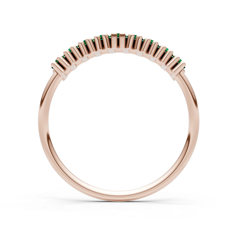 Baguette Gemstone Dainty Prong Bar Set Half Band