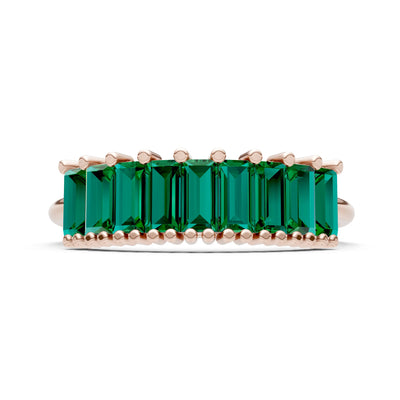 Baguette Gemstone Dainty Prong Bar Set Half Band