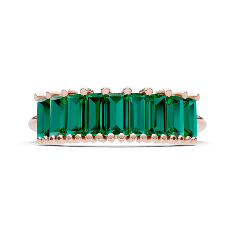 Baguette Gemstone Dainty Prong Bar Set Half Band