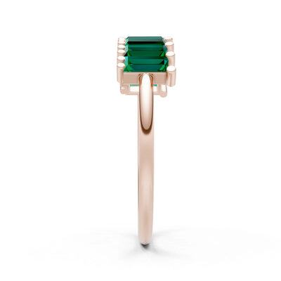Baguette Gemstone Dainty Prong Bar Set Half Band