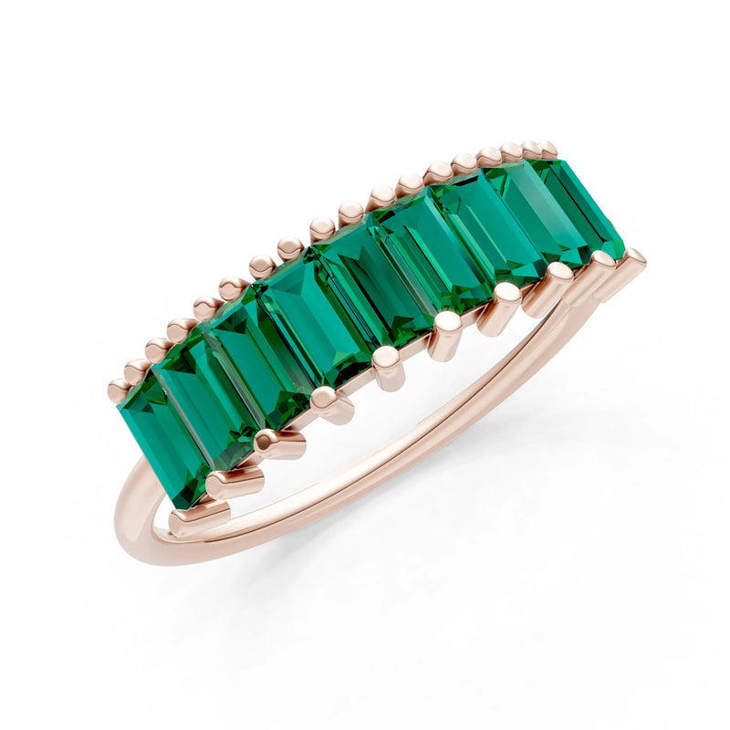 Baguette Gemstone Dainty Prong Bar Set Half Band