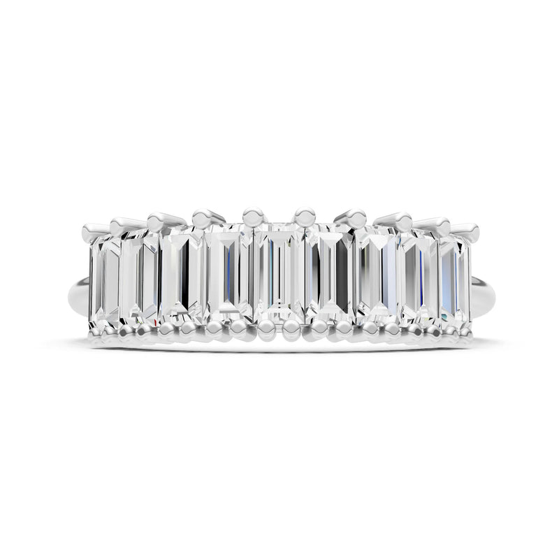 Baguette Gemstone Dainty Prong Bar Set Half Band