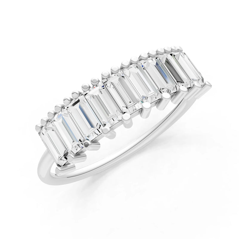 Baguette Gemstone Dainty Prong Bar Set Half Band