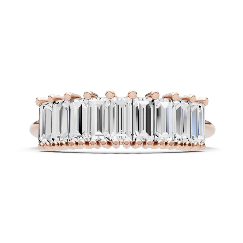 Baguette Gemstone Dainty Prong Bar Set Half Band