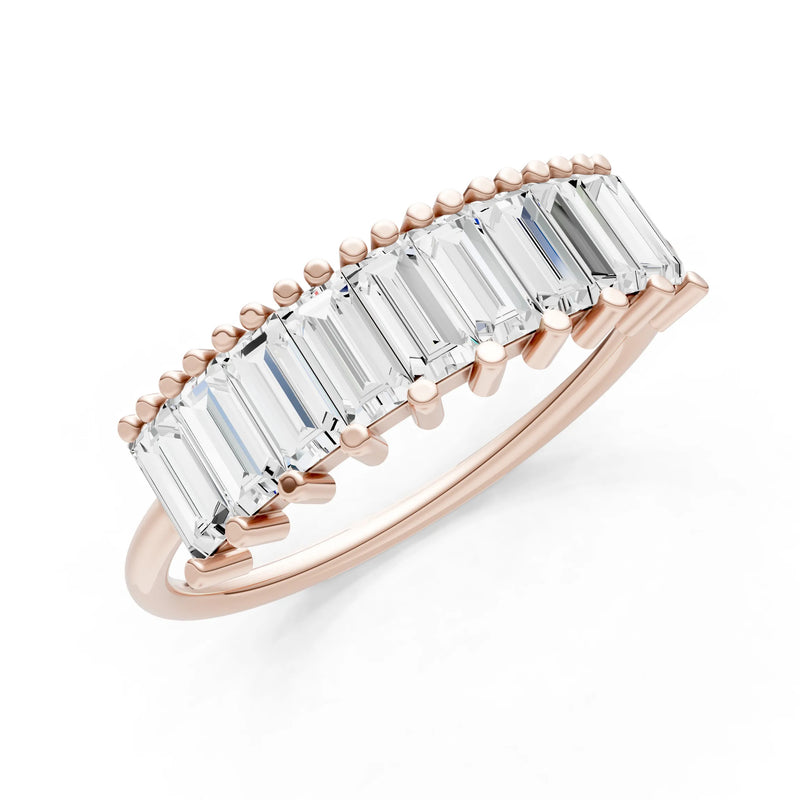 Baguette Gemstone Dainty Prong Bar Set Half Band