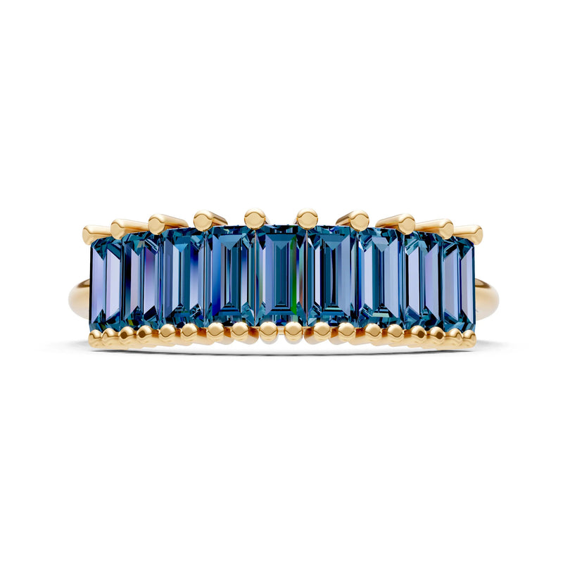Baguette Gemstone Dainty Prong Bar Set Half Band
