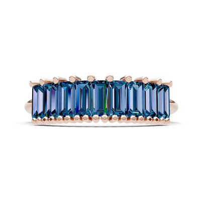 Baguette Gemstone Dainty Prong Bar Set Half Band