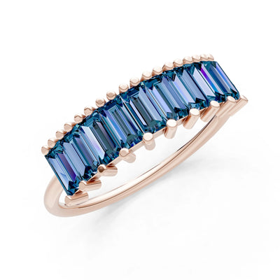 Baguette Gemstone Dainty Prong Bar Set Half Band