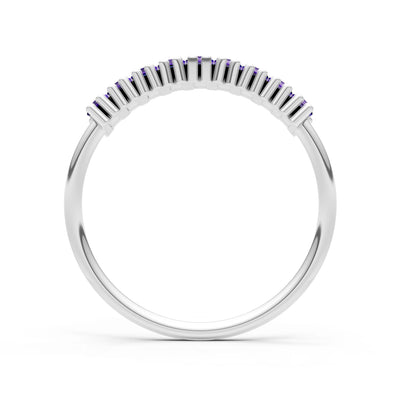 Baguette Gemstone Dainty Prong Bar Set Half Band