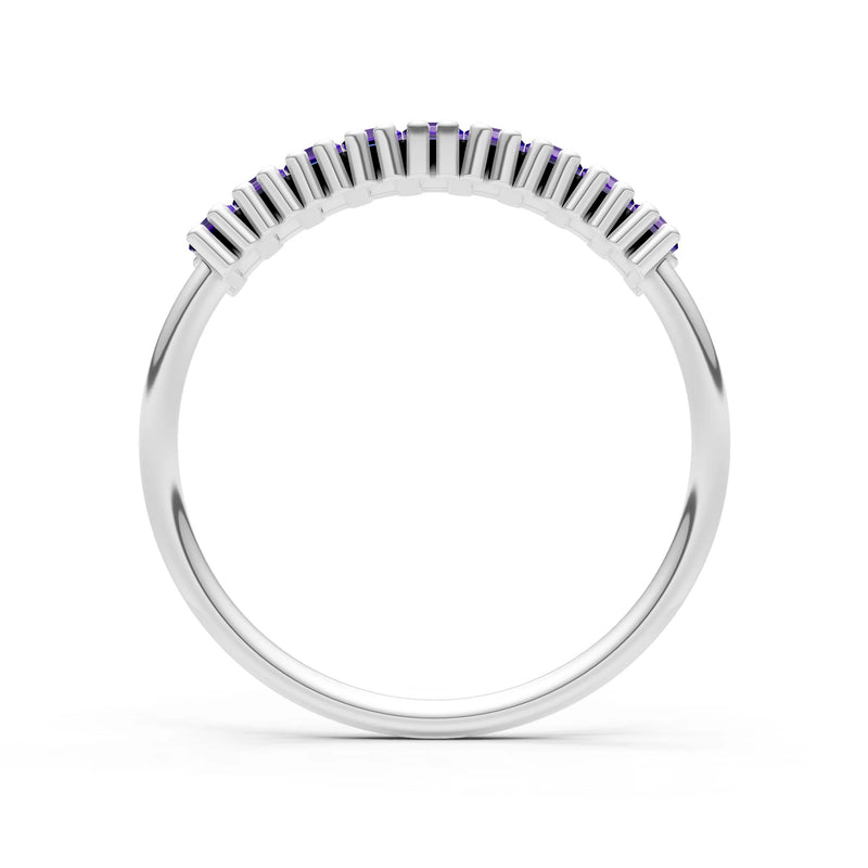Baguette Gemstone Dainty Prong Bar Set Half Band