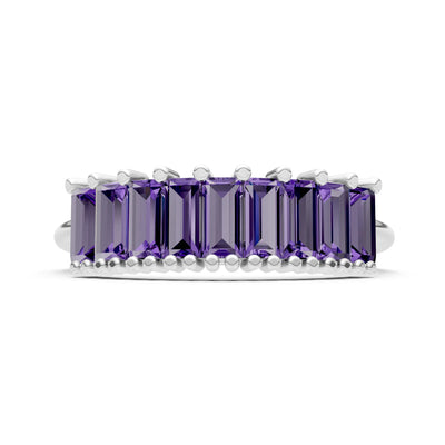 Baguette Gemstone Dainty Prong Bar Set Half Band