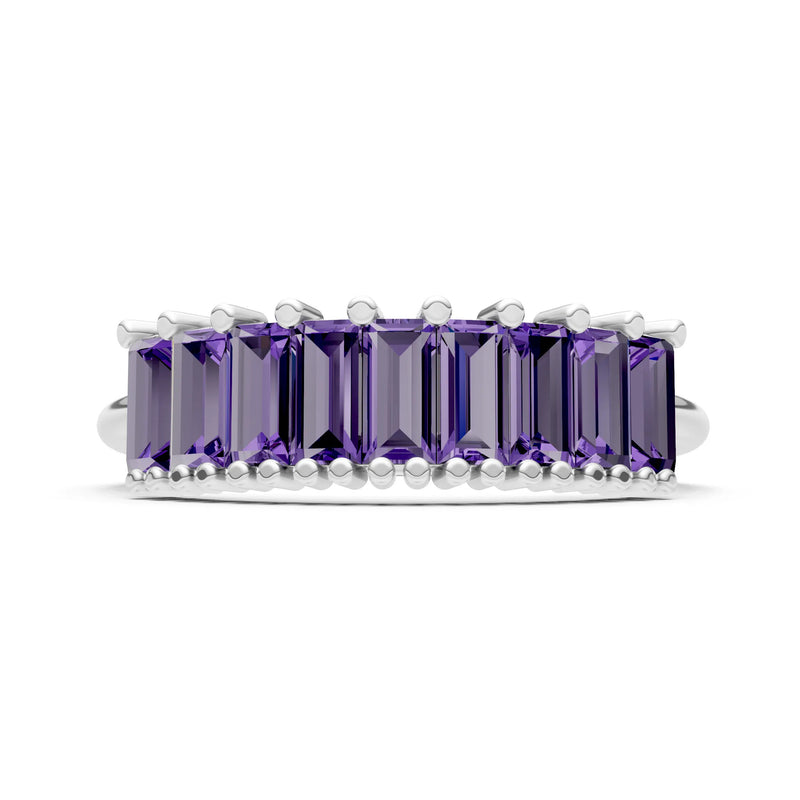 Baguette Gemstone Dainty Prong Bar Set Half Band
