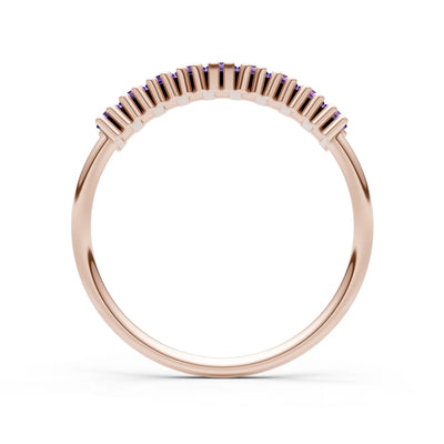 Baguette Gemstone Dainty Prong Bar Set Half Band
