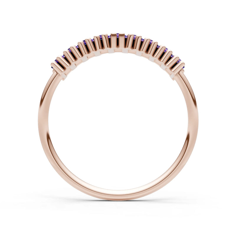 Baguette Gemstone Dainty Prong Bar Set Half Band