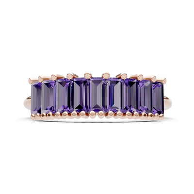 Baguette Gemstone Dainty Prong Bar Set Half Band