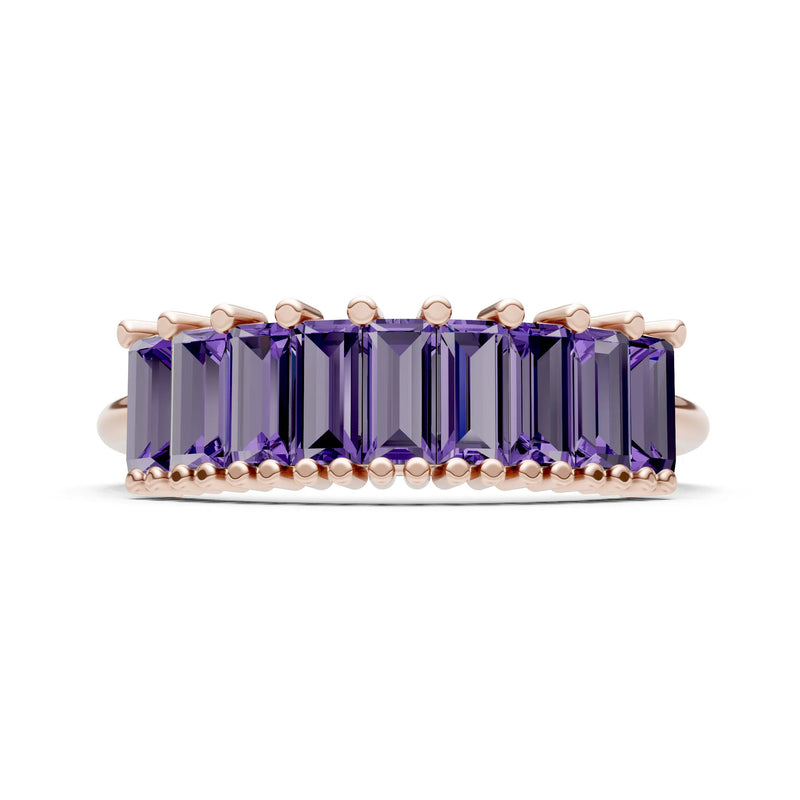 Baguette Gemstone Dainty Prong Bar Set Half Band
