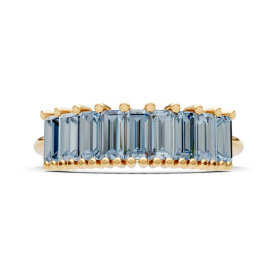 Baguette Gemstone Dainty Prong Bar Set Half Band