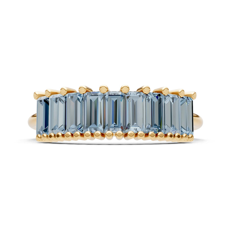 Baguette Gemstone Dainty Prong Bar Set Half Band