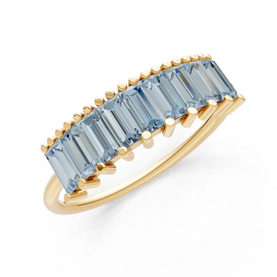 Baguette Gemstone Dainty Prong Bar Set Half Band