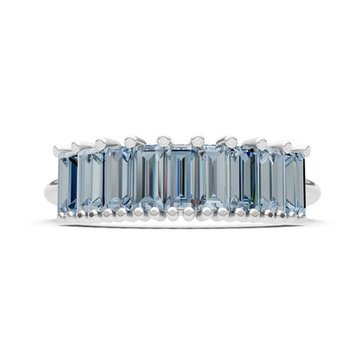 Baguette Gemstone Dainty Prong Bar Set Half Band