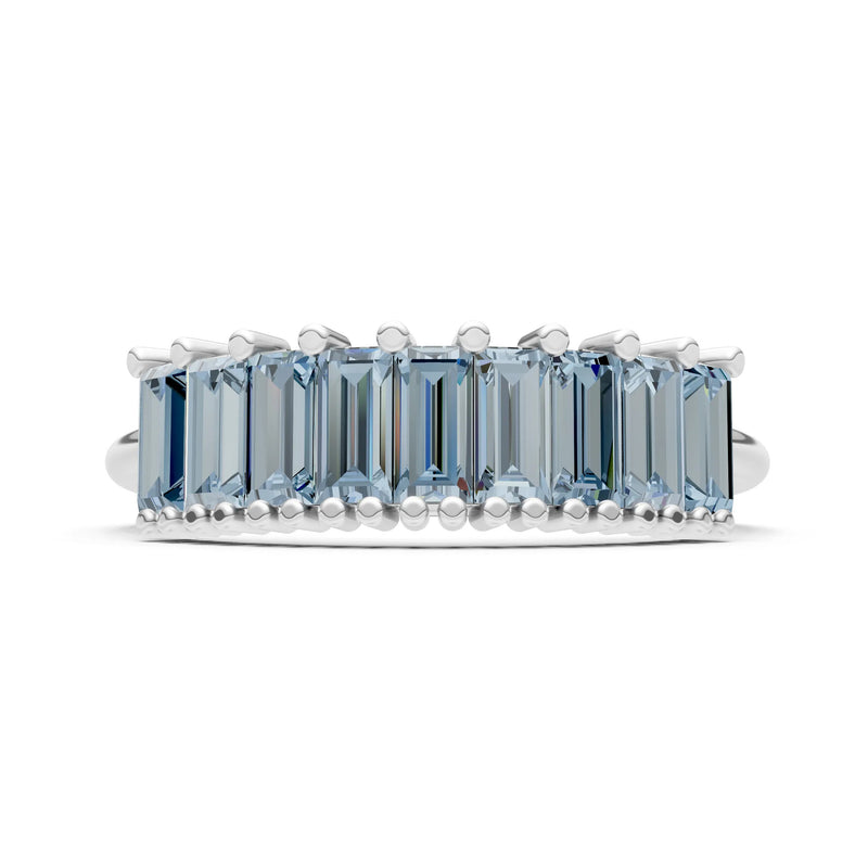 Baguette Gemstone Dainty Prong Bar Set Half Band