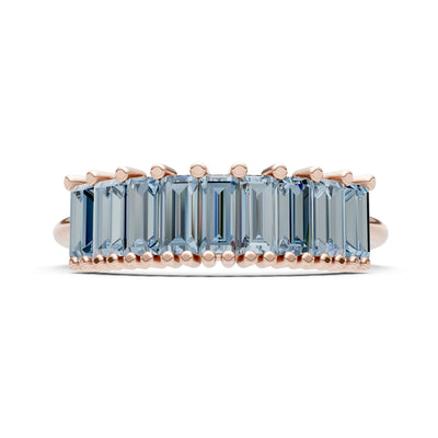 Baguette Gemstone Dainty Prong Bar Set Half Band