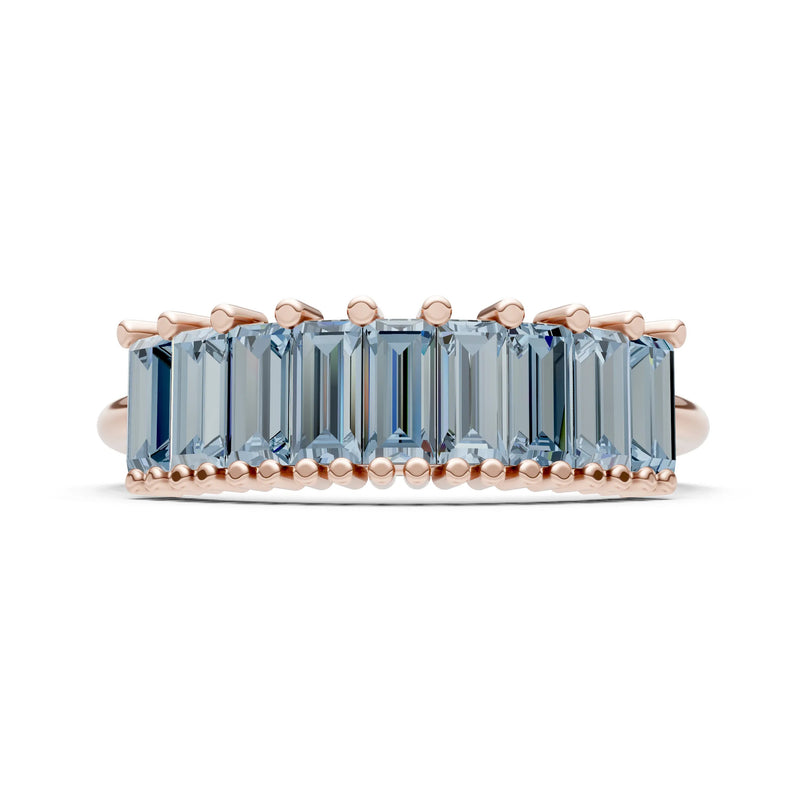 Baguette Gemstone Dainty Prong Bar Set Half Band