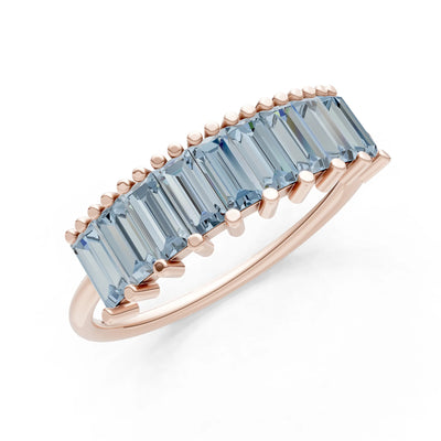 Baguette Gemstone Dainty Prong Bar Set Half Band