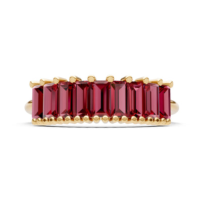 Baguette Gemstone Dainty Prong Bar Set Half Band