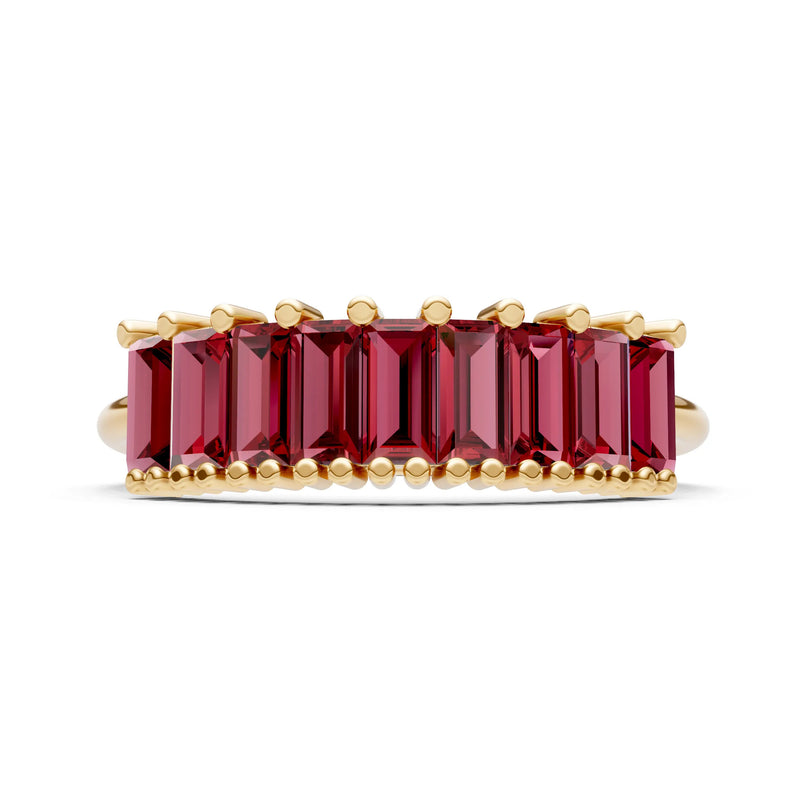 Baguette Gemstone Dainty Prong Bar Set Half Band