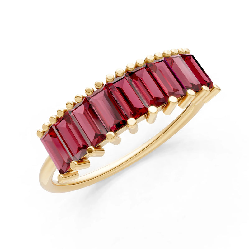 Baguette Gemstone Dainty Prong Bar Set Half Band