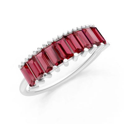 Baguette Gemstone Dainty Prong Bar Set Half Band