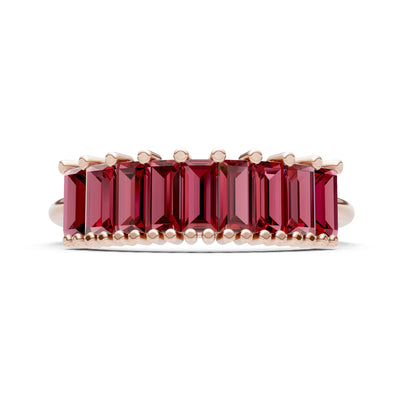 Baguette Gemstone Dainty Prong Bar Set Half Band