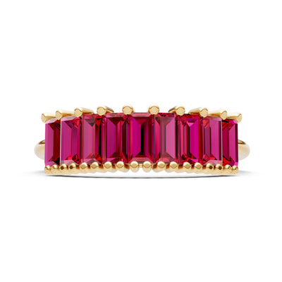 Baguette Gemstone Dainty Prong Bar Set Half Band