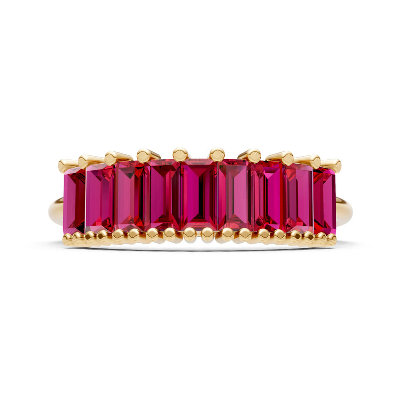 Baguette Gemstone Dainty Prong Bar Set Half Band