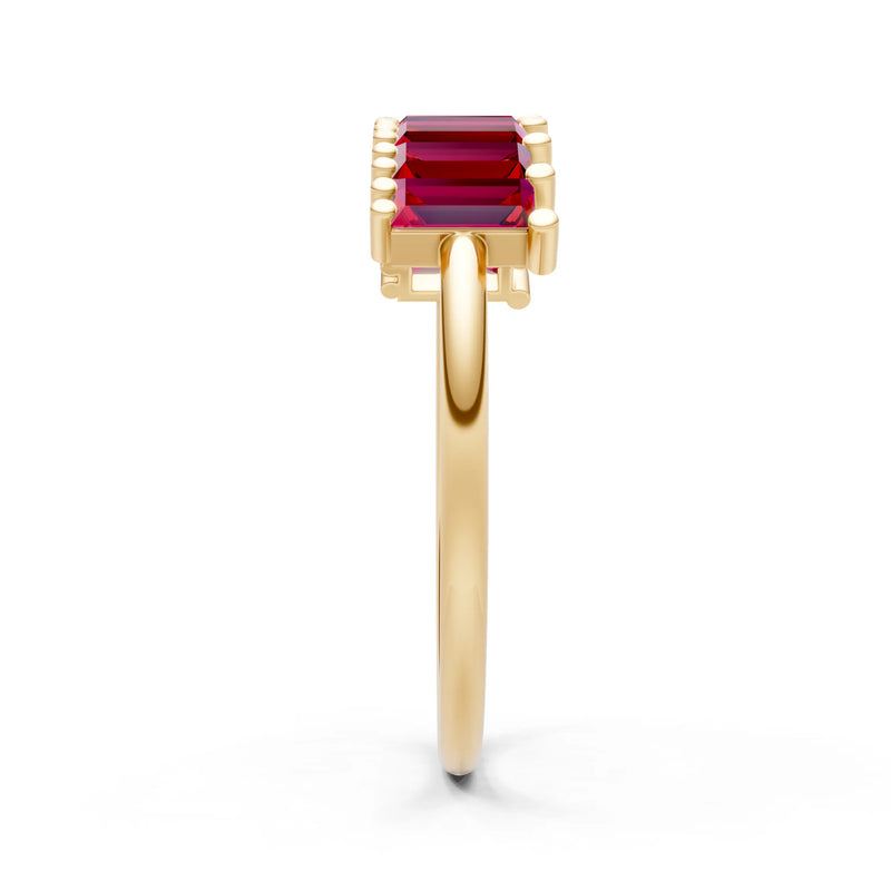Baguette Gemstone Dainty Prong Bar Set Half Band